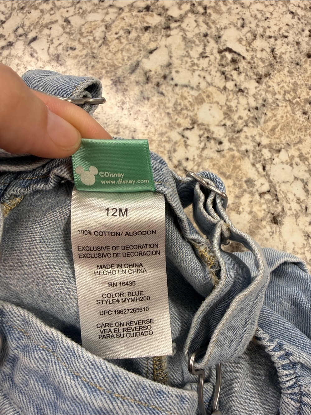 Vintage Mickey Denim Short Overalls for Kids Size 12 Months - Light Blue - Picture 4 of 5